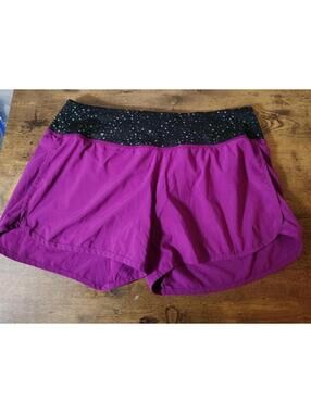 Women shorts Nike Dri Fit Purple W underwear  Zipper Key Pocket Gym Running Sz M